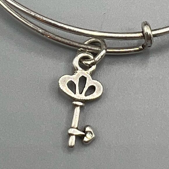 Alex and Ani Crystal Skeleton Key Charm Expandable Wire Bracelet - Picture 4 of 4